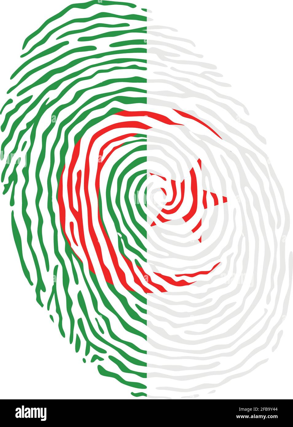 Fingerprint vector colored with the national flag of Algeria Stock Vector