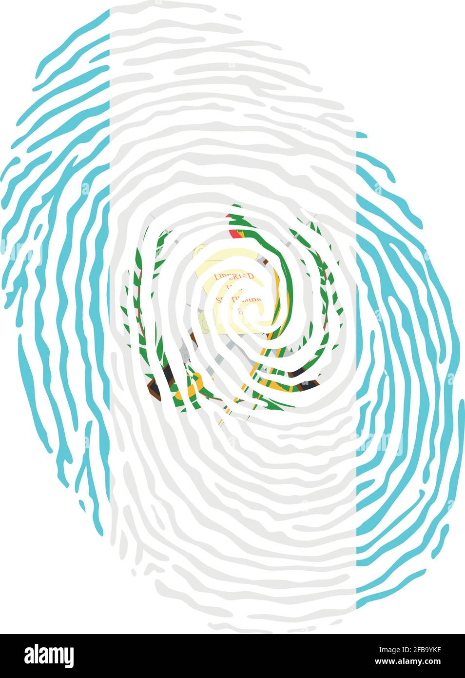 Fingerprint vector colored with the national flag of Guatemala Stock Vector