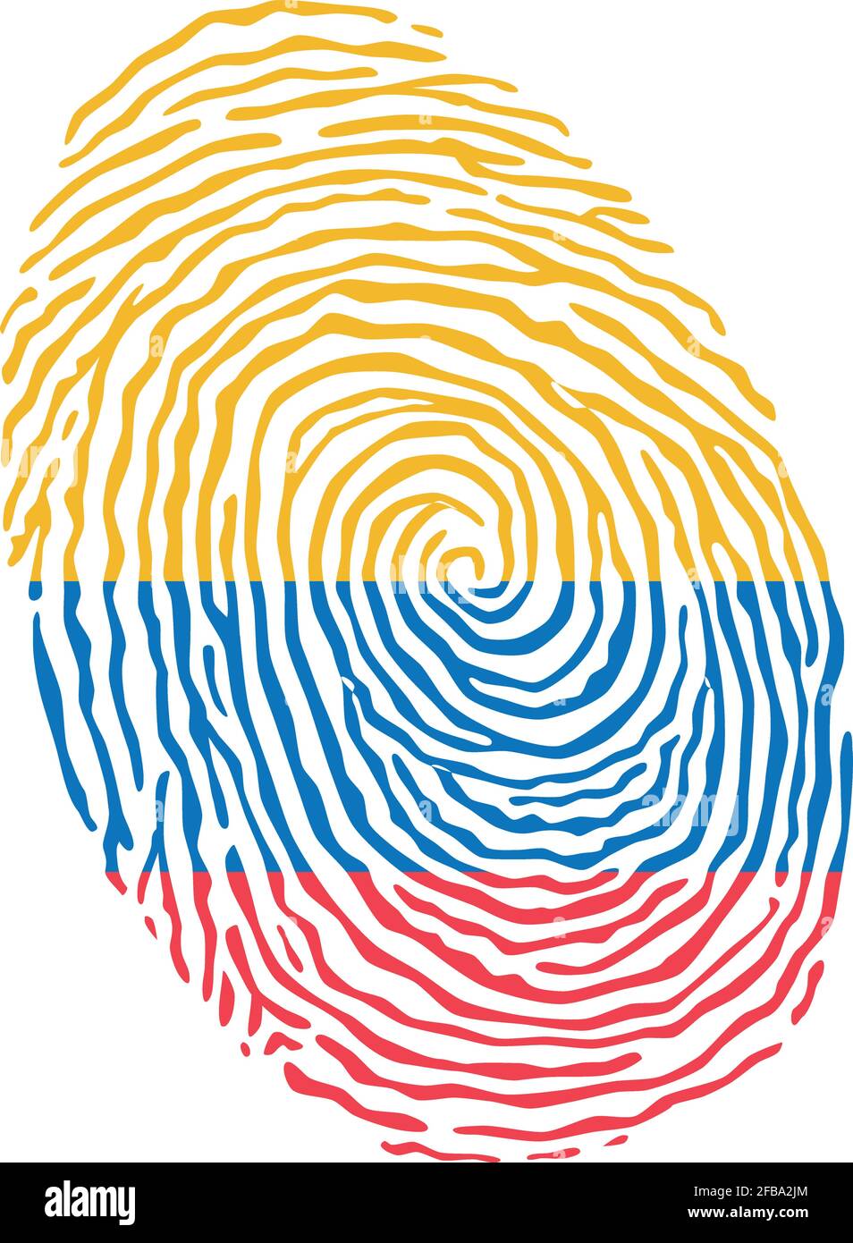 Fingerprint vector colored with the national flag of Colombia Stock Vector