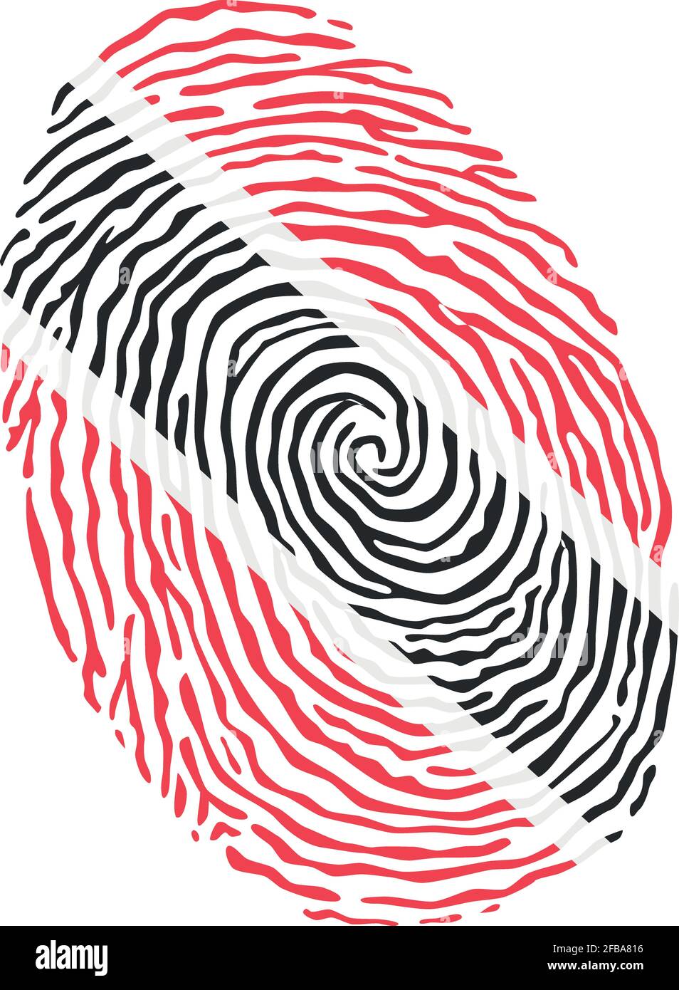 Fingerprint vector colored with the national flag of Trinidad and