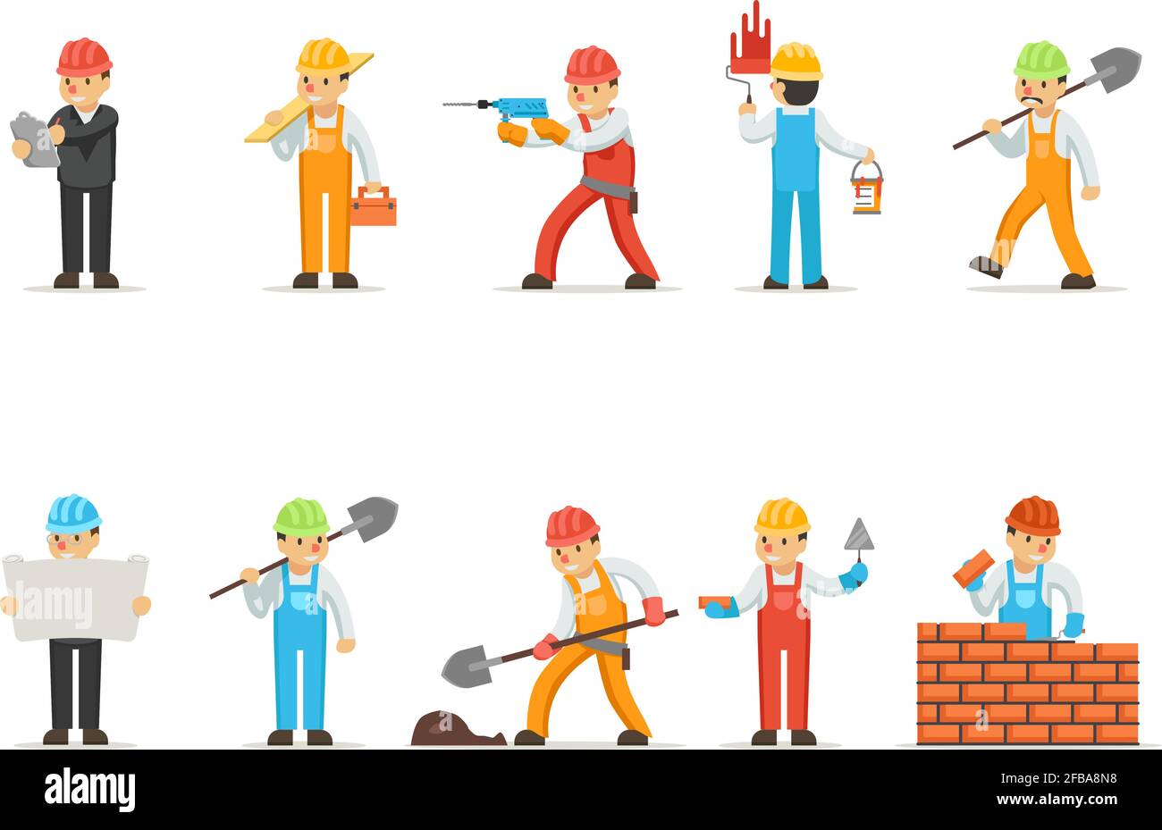 Professional construction workers or builders vector. Specialist ...