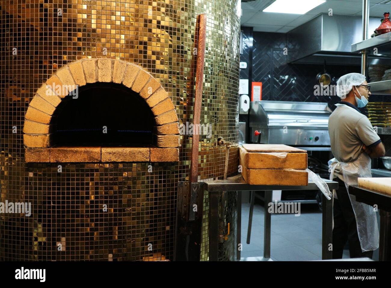 Kuwait City Kuwait April 10, 2021 Pizza oven wish shiny exterior