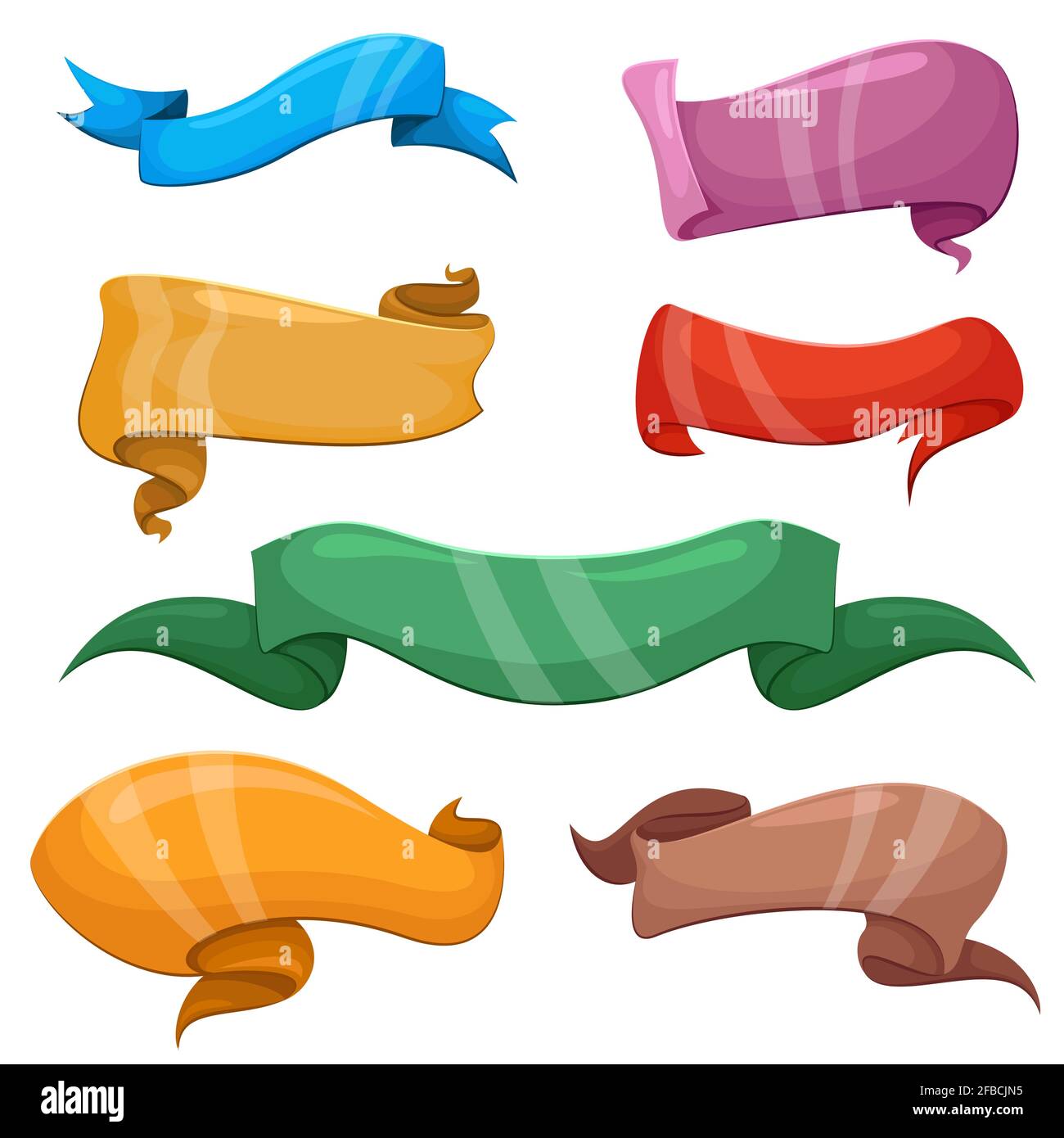 Cartoon banners and comic ribbons vector set. Colored banner ribbon