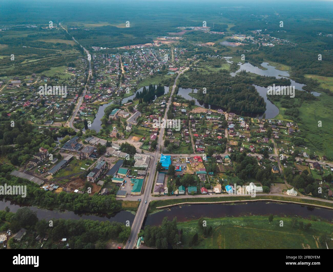 Aerial view of the town Tikhvin, Russia Stock Photo