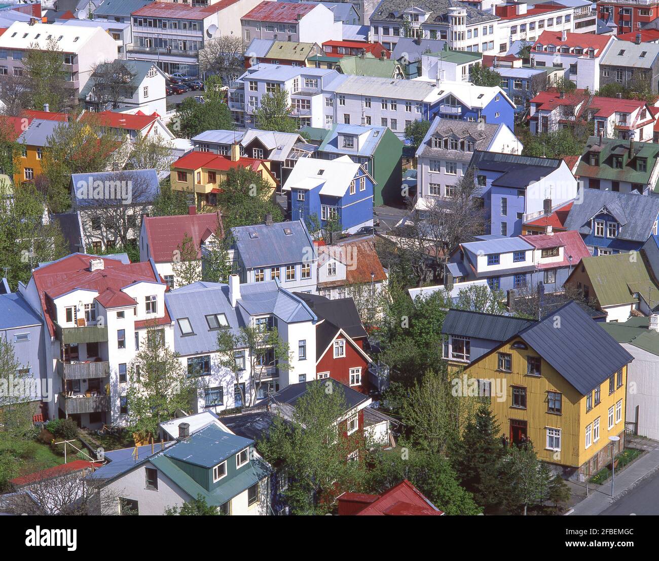 Colourful houses in city centre, Reykjavik, Republic of Iceland Stock