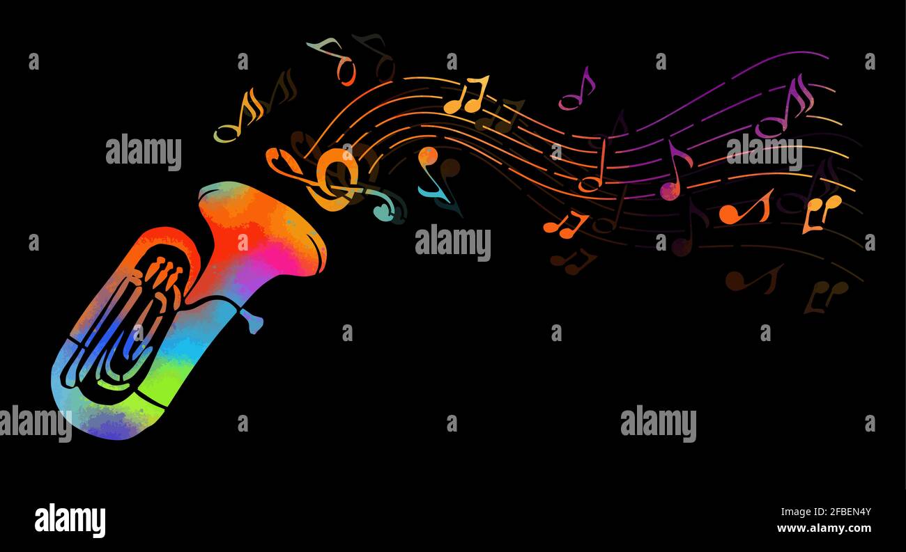 musical instrument the tuba with decorative elements. Abstract