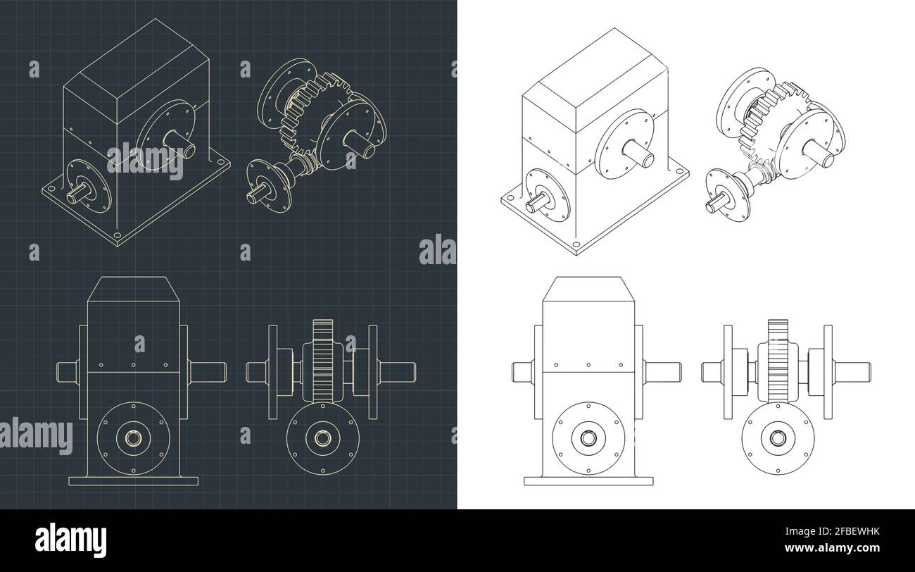 Stylized Vector Illustration Of Drawings Of The Speed Reducer Stock 