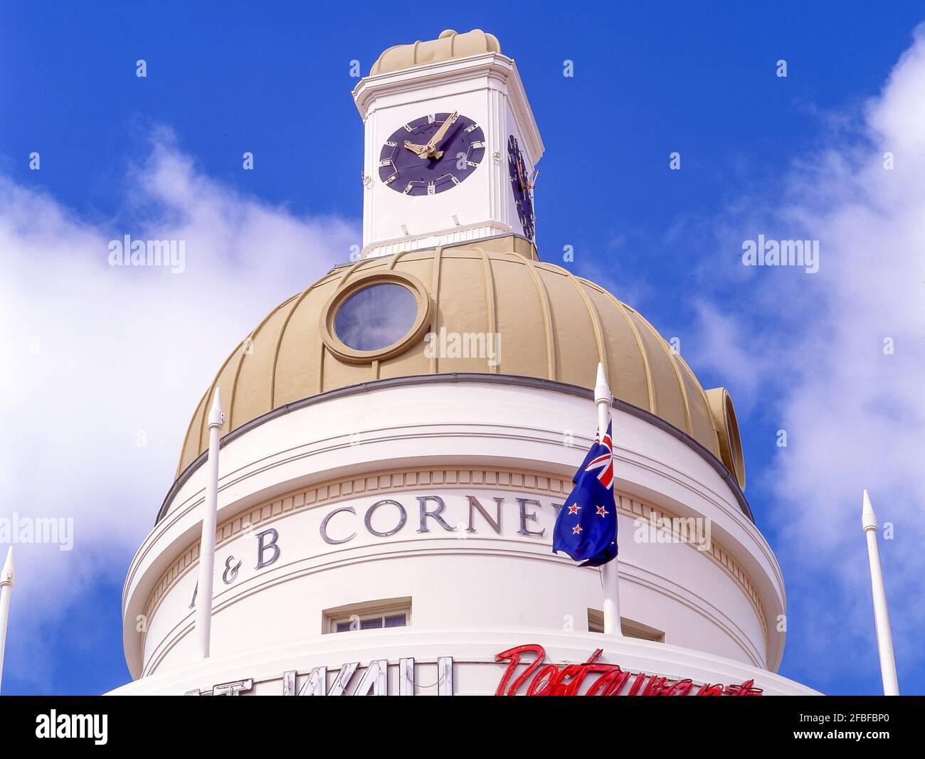 Clock Tower dome, T&G Building, Marine Parade, Napier, Hawke's Bay, North Island, New Zealand Stock Photo