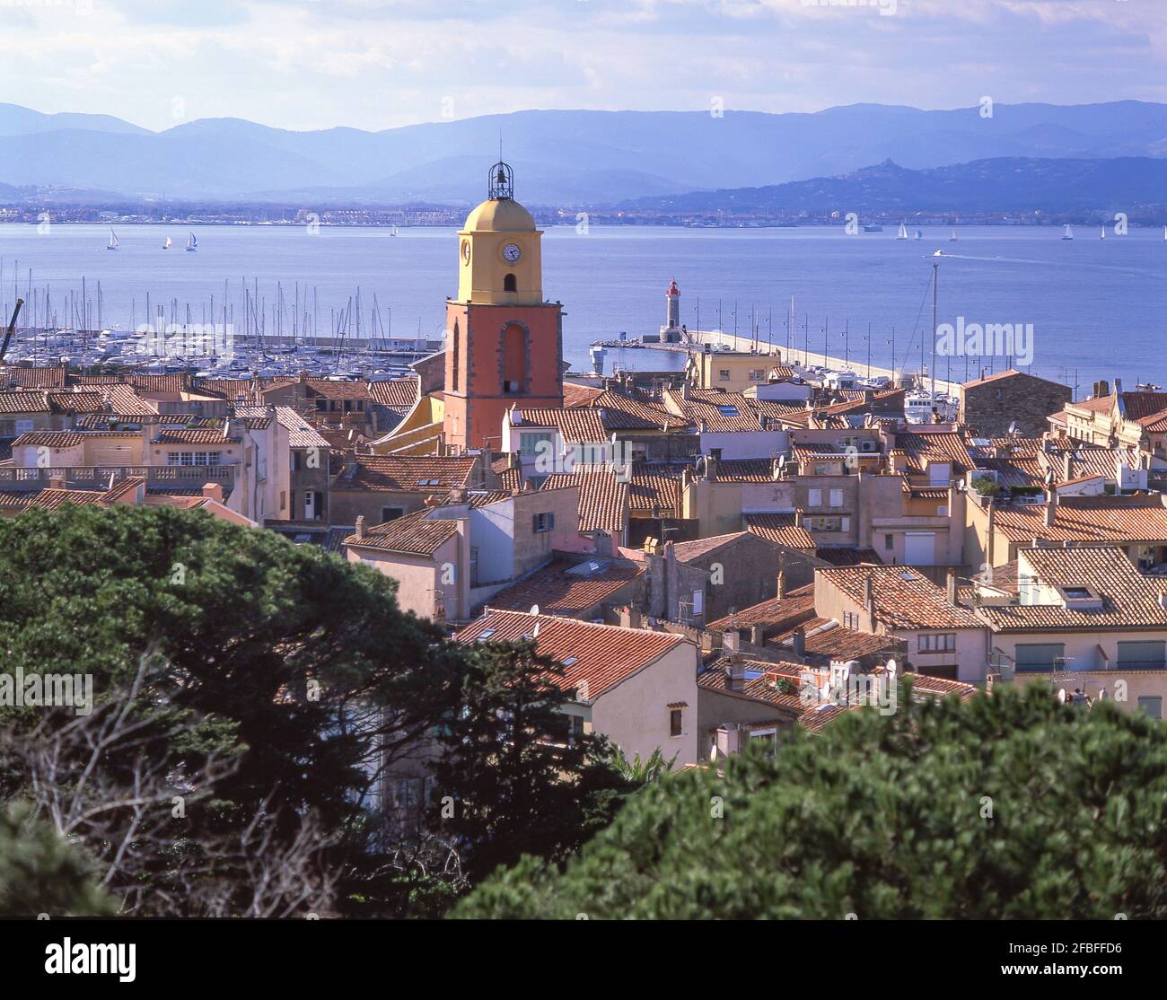 Old town and harbour from Fort, Saint-Tropez, Var, Provence-Alpes-Côte d'Azur, France Stock Photo