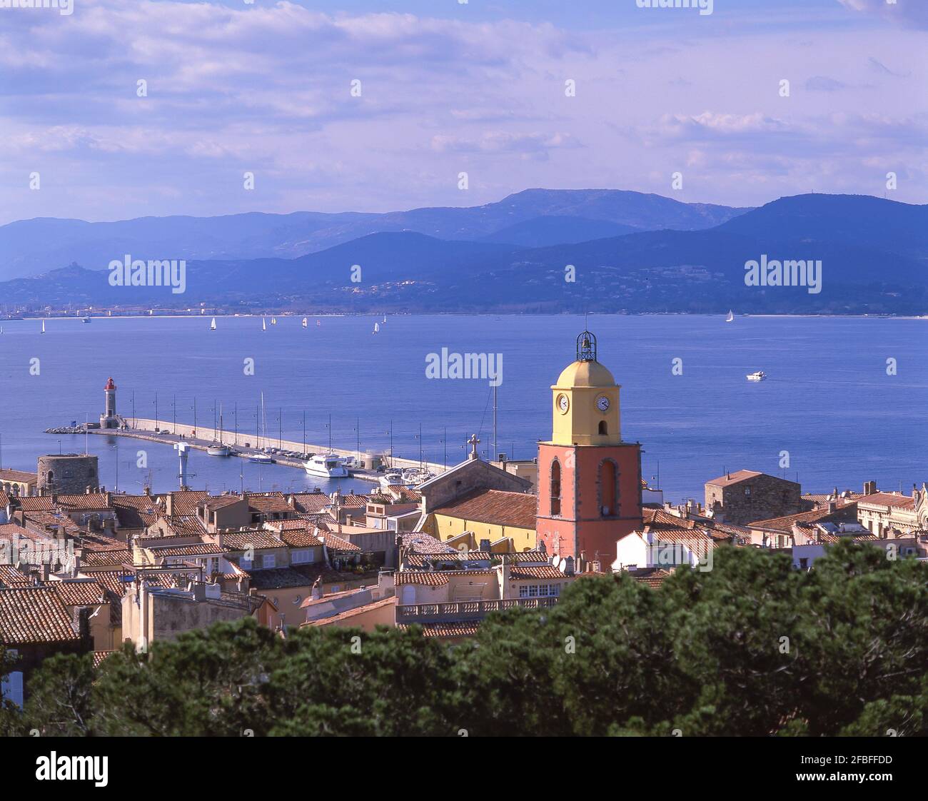 Old town and harbour from Fort, Saint-Tropez, Var, Provence-Alpes-Côte d'Azur, France Stock Photo