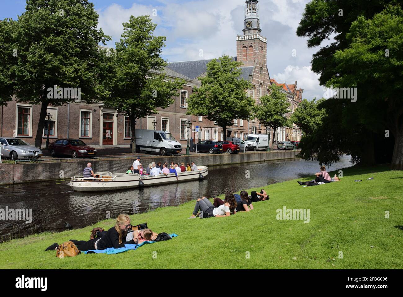beautiful sunny day in laiden channels Stock Photo