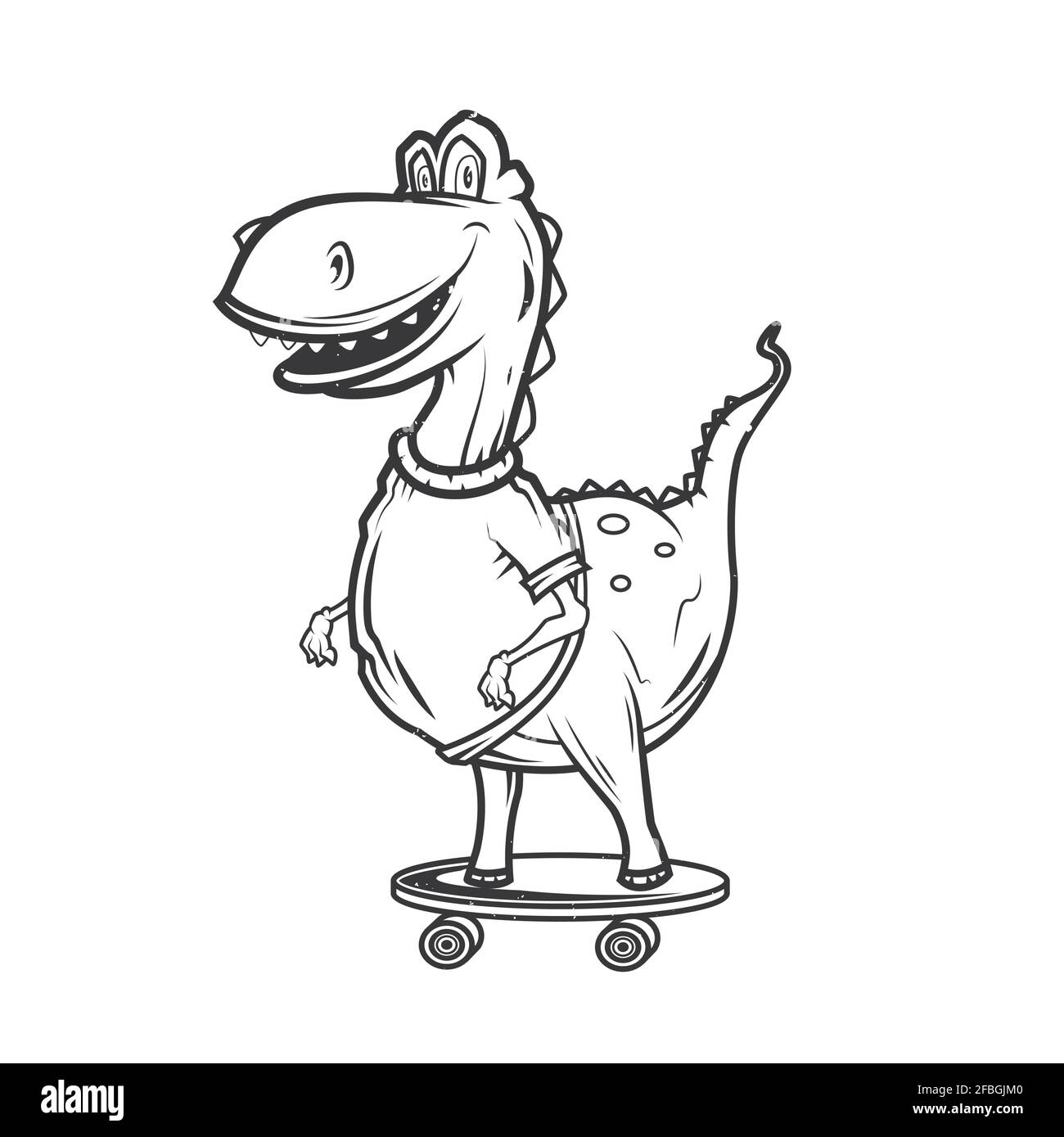 Isolated illustration of dinosaur on the skateboard Stock Vector