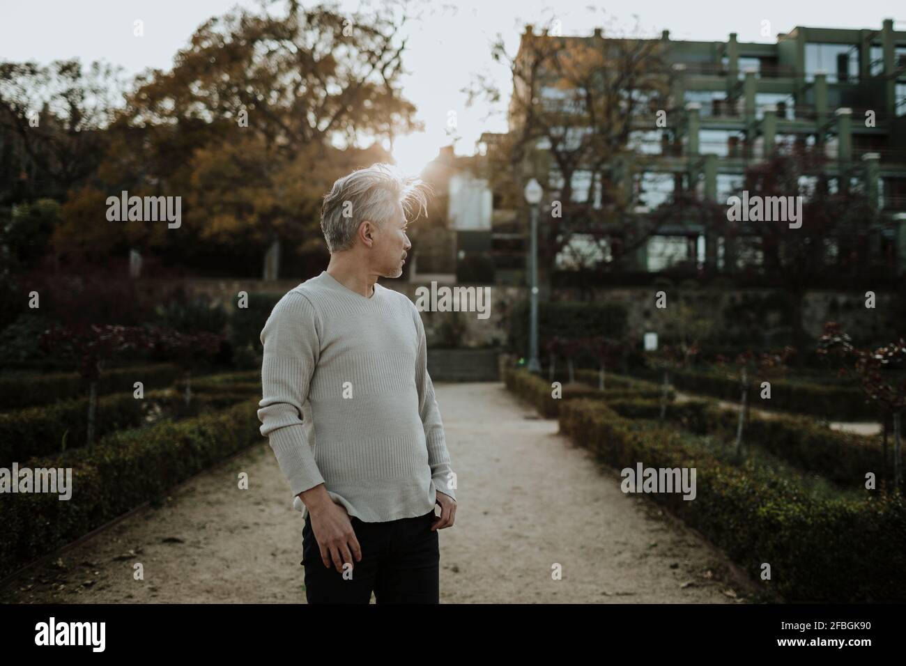 Mature man standing in garden hi-res stock photography and images - Alamy