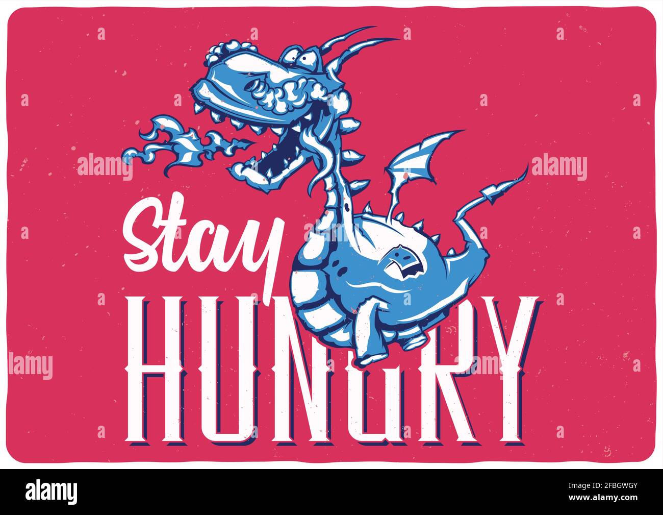 T-shirt or poster design with illustration of dragon Stock Vector