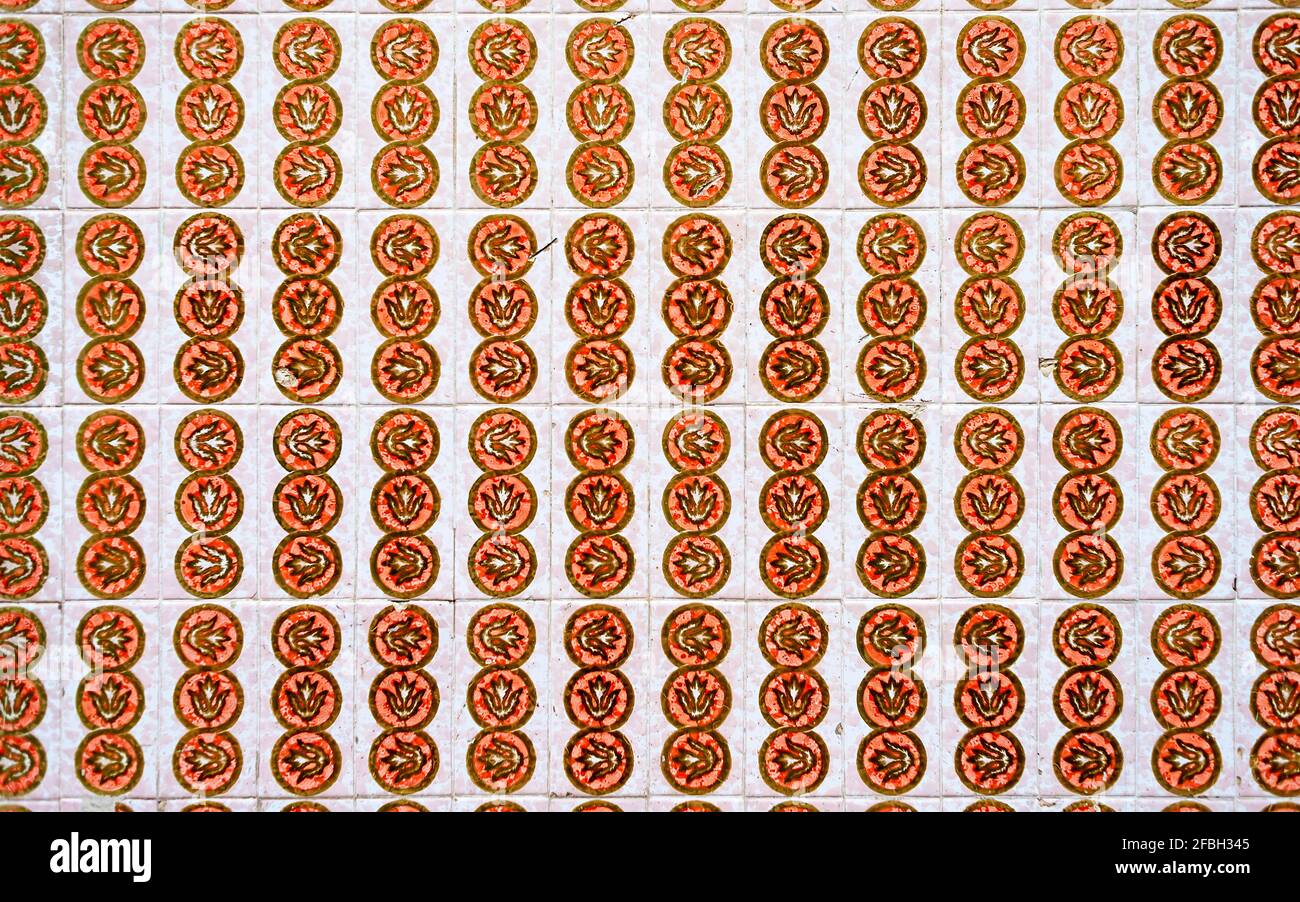 Full frame of mosaic wall with rectangular tiles Stock Photo