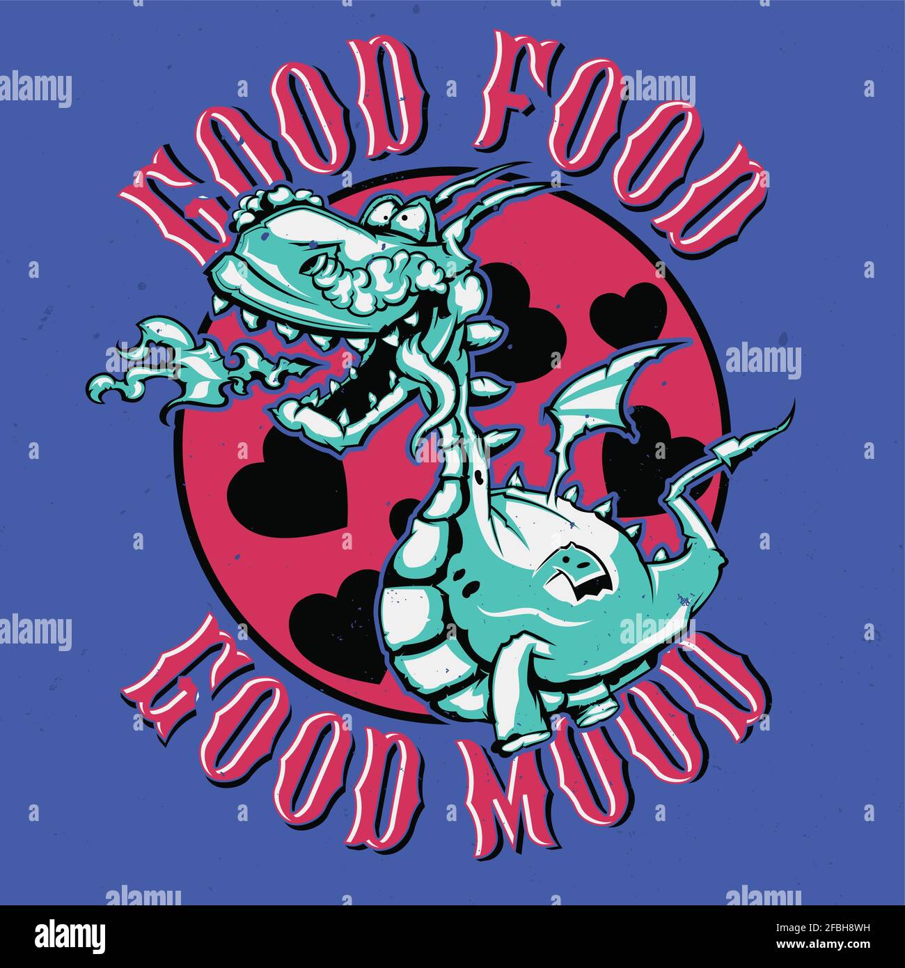 T-shirt or poster design with illustration of dragon Stock Vector