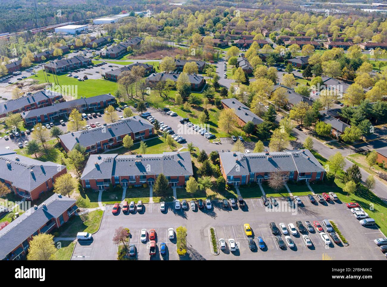 Modern apartment buildings complex small american town Stock Photo - Alamy