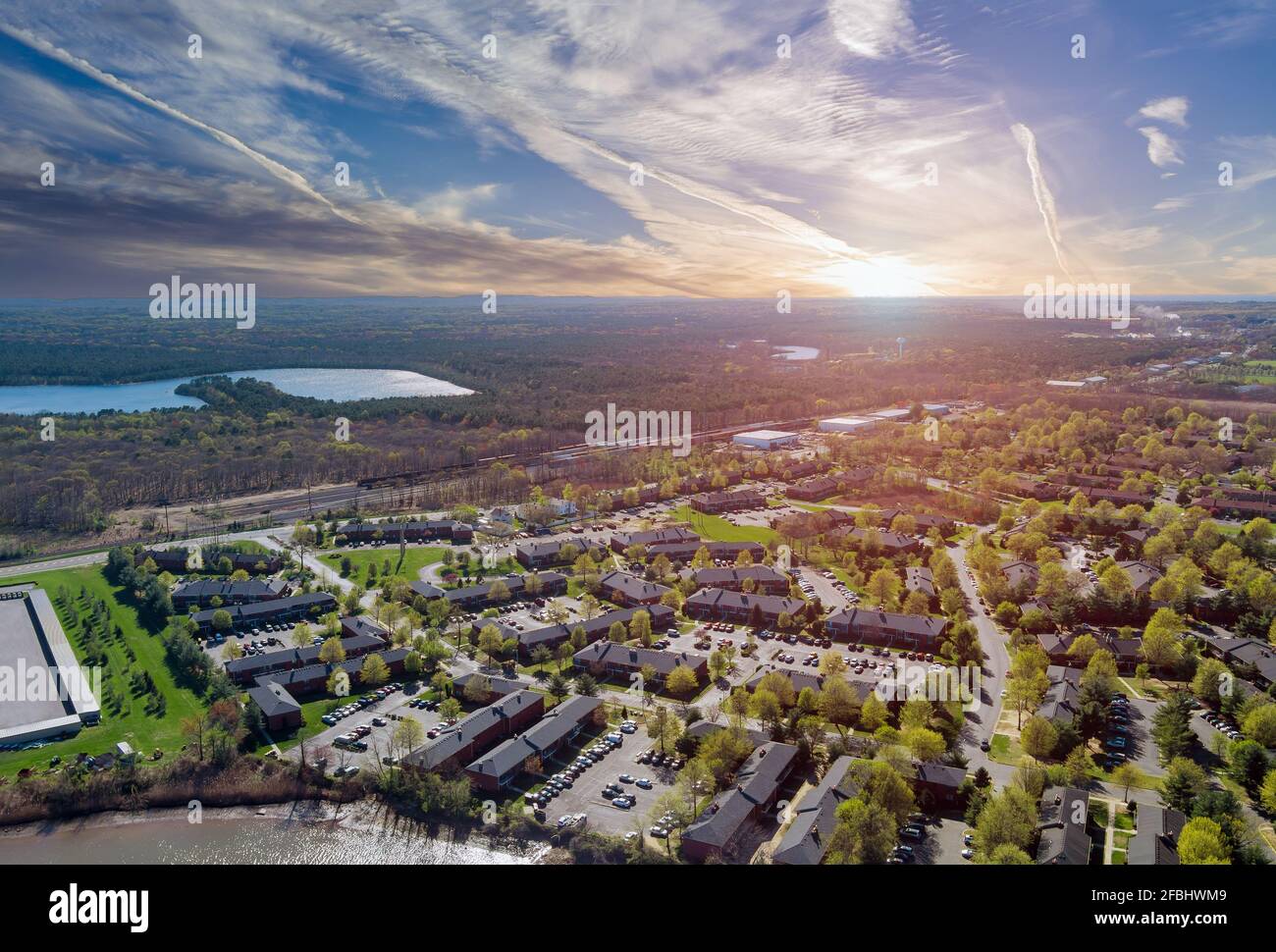 Small american town residential apartment complex in street and home Stock Photo