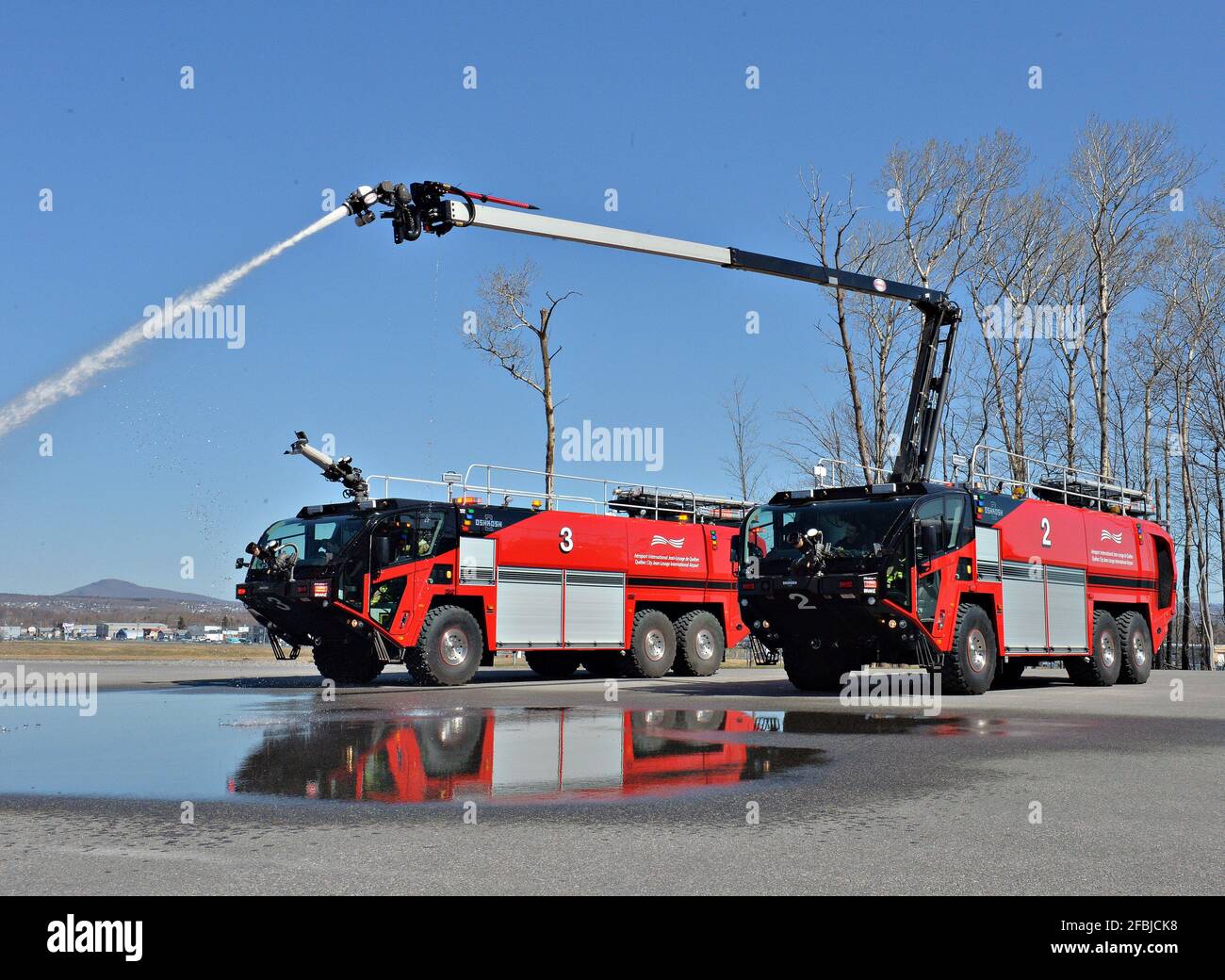 Quebec city airport emergency trucks Stock Photo