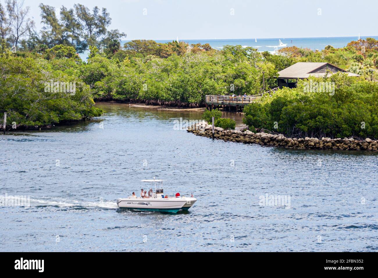 Florida Ft. Fort Lauderdale Port Everglades,former John U. Lloyd State Park,Dr. Von D. Mizell-Eula Johnson State Park,Stranahan River boat, Stock Photo