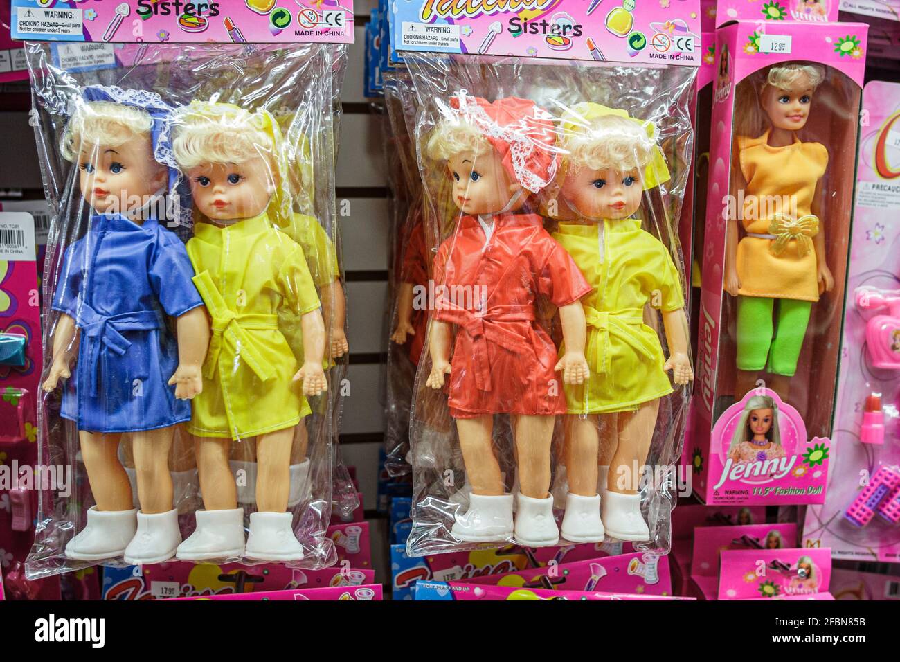 Miami Beach Florida,Dollar Bazaar,display sale packaging dolls toys, Stock Photo