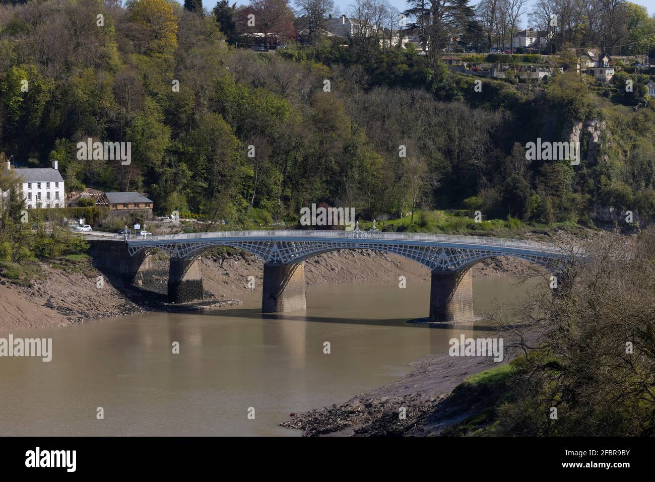 The Wye Bridge from Chepstow Castle, Chepstow, Wales, UK Stock Photo