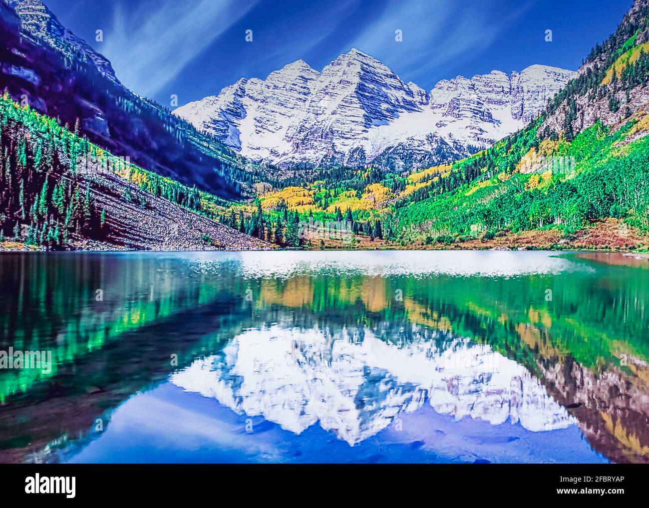 Reflection of the Maroon Bells Stock Photo