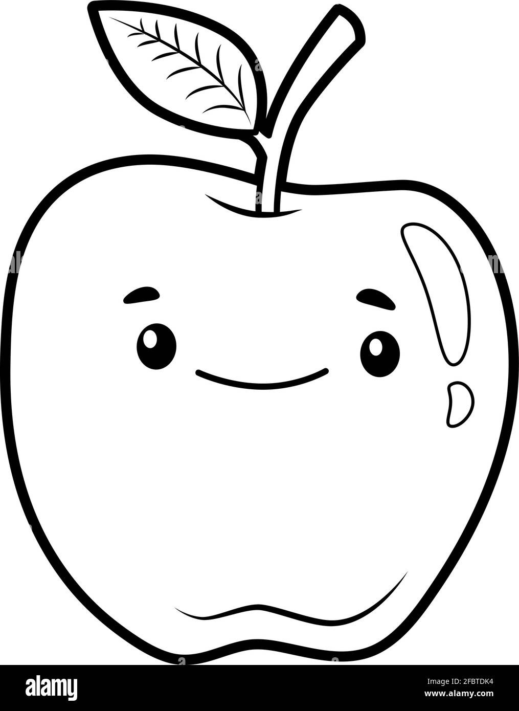 Coloring book or page for kids. apple black and white vector ...