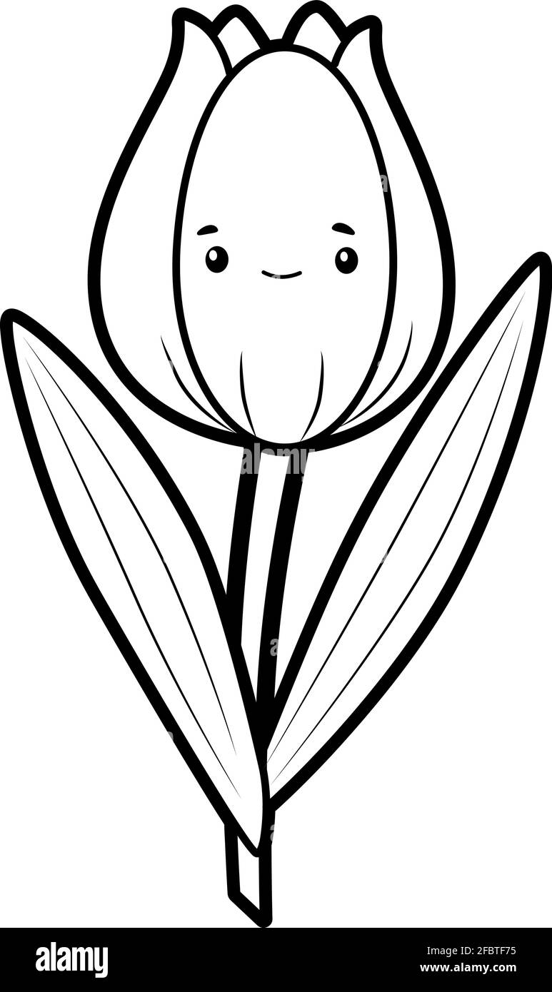 Coloring book or page for kids. tulip black and white vector ...