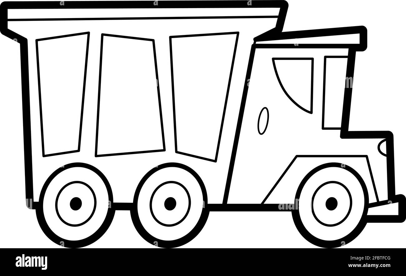 Coloring book or page for kids. truck black and white vector ...