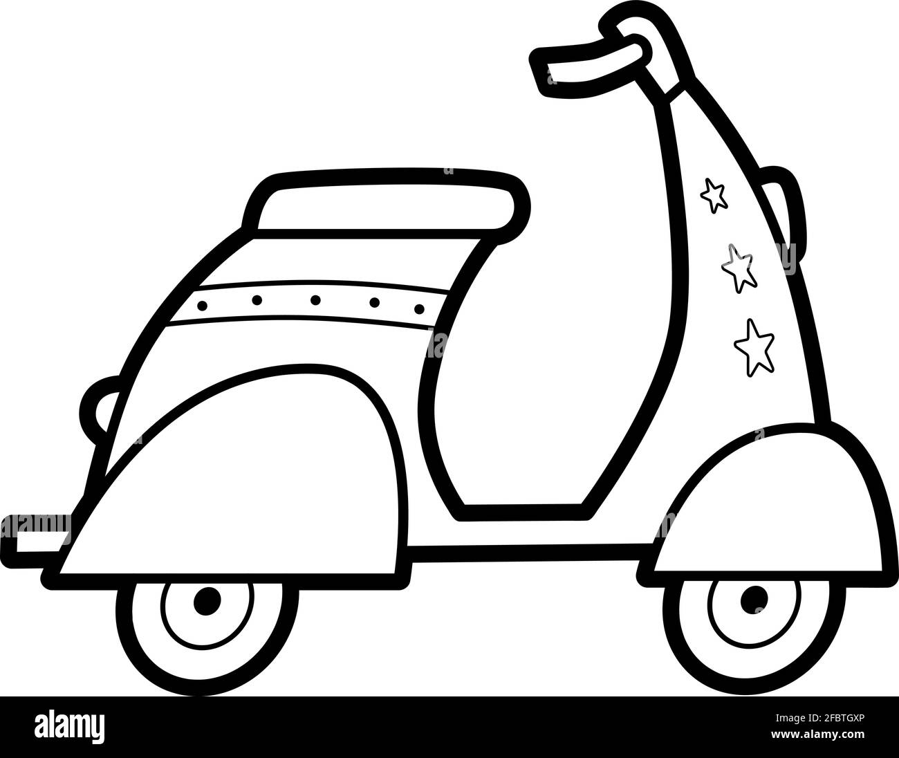 Coloring book or page for kids. motorbike black and white vector ...