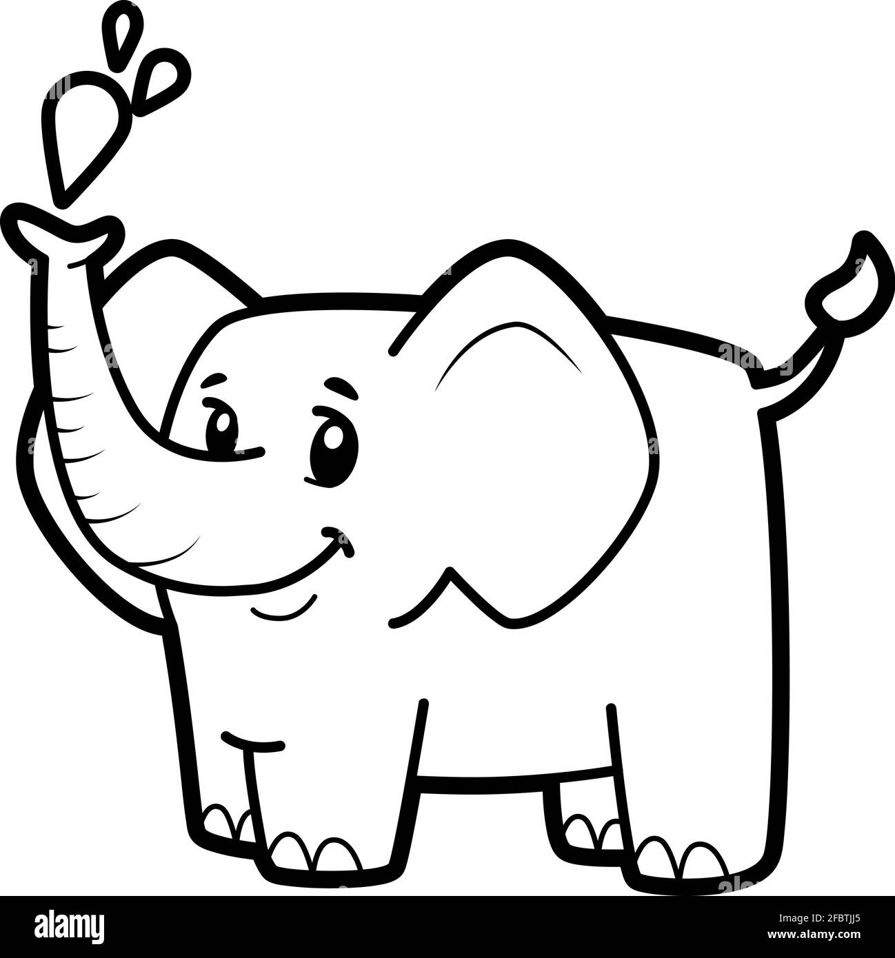 Coloring book or page for kids. elephant black and white vector ...