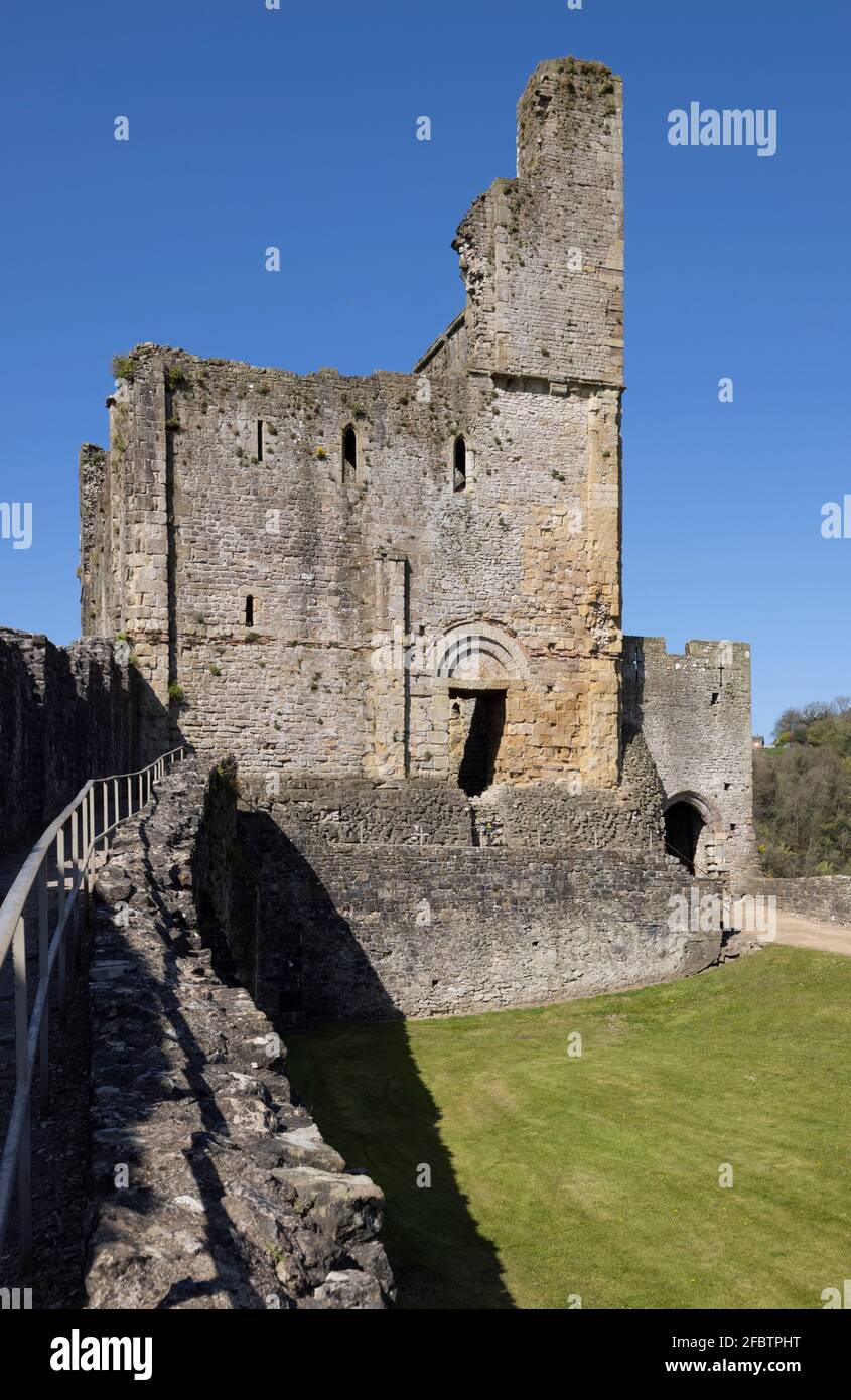 Chepstow Castle Great Tower from the Middle Bailey. Monmouthshire, Wales, UK Stock Photo