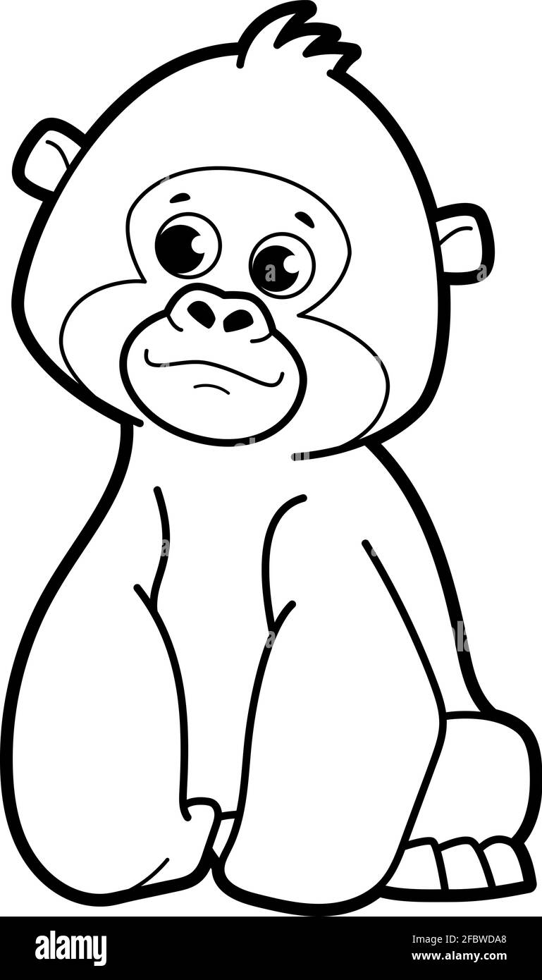 Coloring book or page for kids. gorilla black and white vector illustration  Stock Vector Image & Art - Alamy