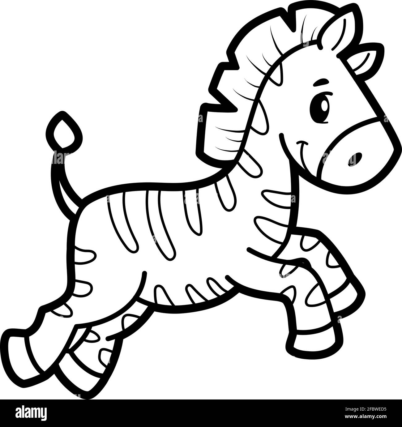 Coloring book or page for kids. Zebra black and white vector ...