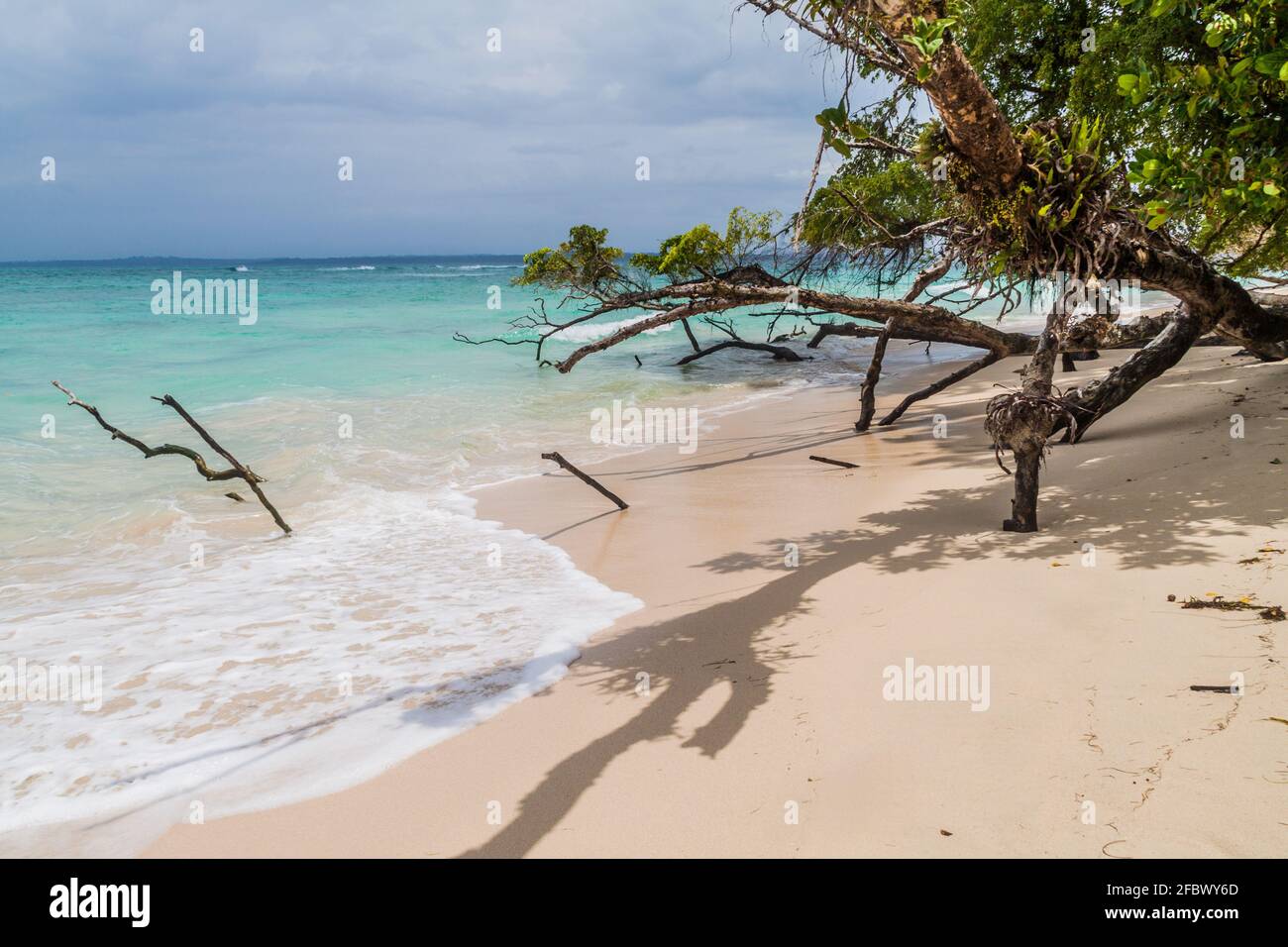 Beach at Isla Zapatilla island, part of Bocas del Toro archipelago, Panama Stock Photo