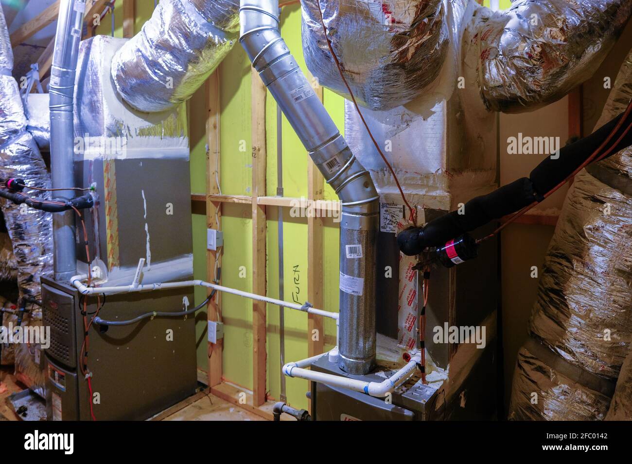 Attic Heating System Stock Photo
