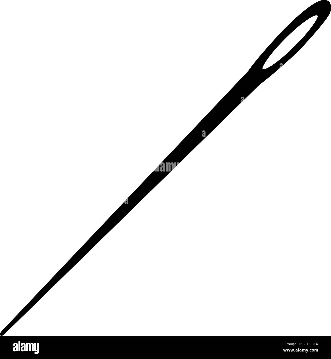 Vector illustration of black silhouette of a sewing needle Stock Vector