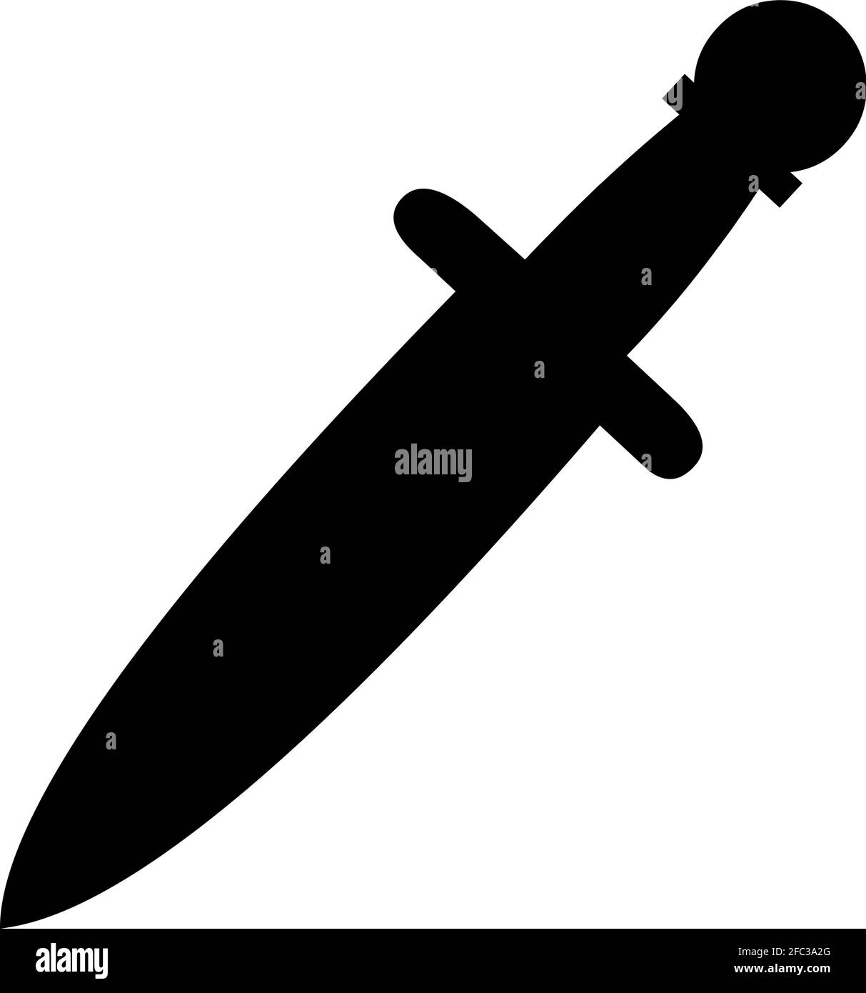 Vector emoticon illustration of the silhouette of a sword Stock Vector