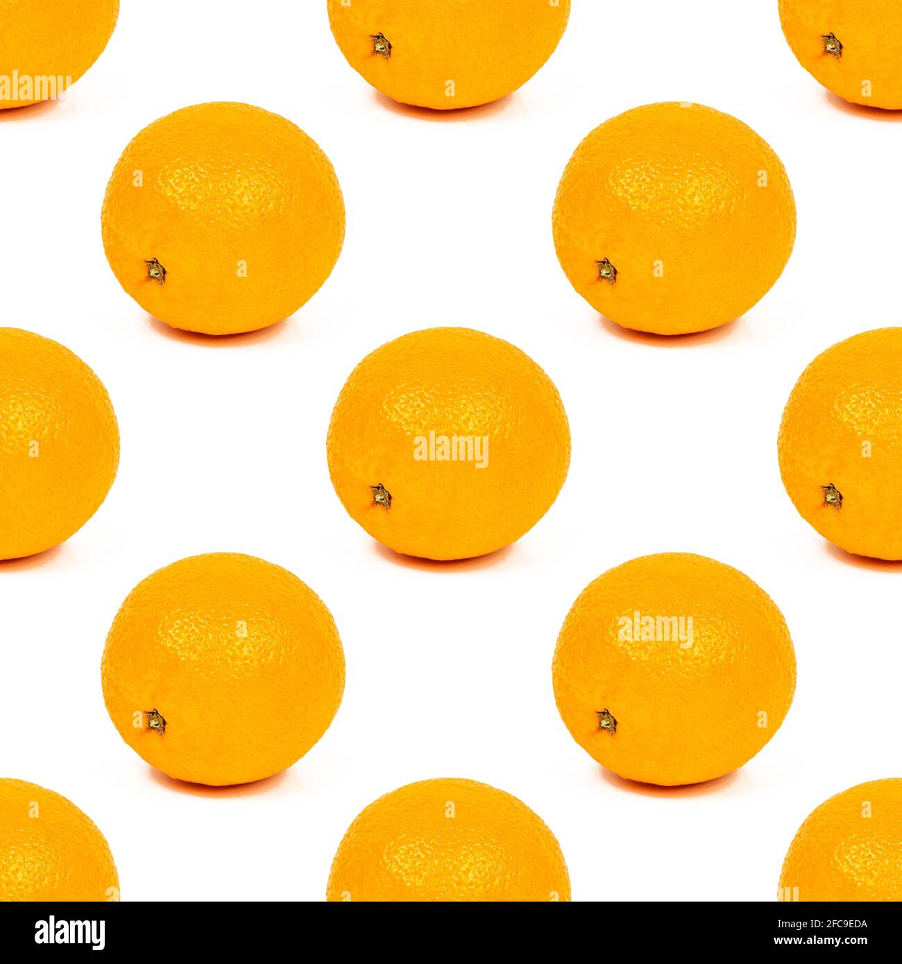 Fresh whole oranges repeat seamless pattern on light background. Stock Photo