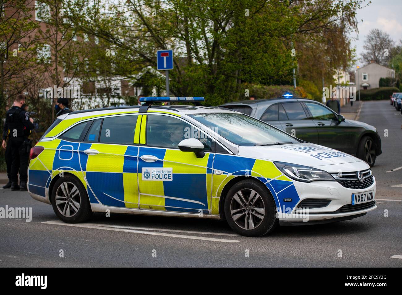 Warwickshire Police Vauxhall Astra at an incident in Leamington Spa Stock Photo