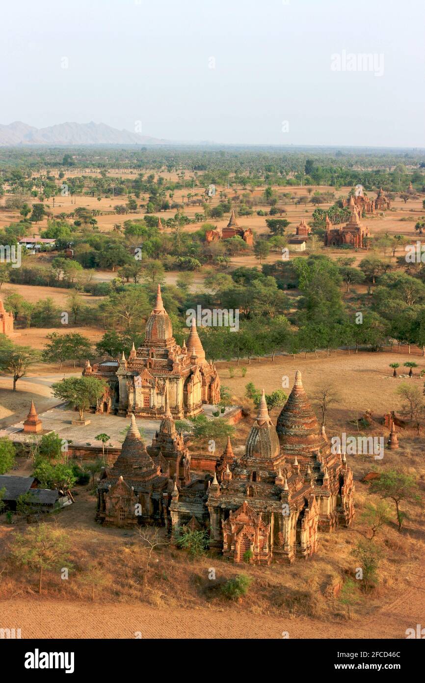 Temples at Bagan, Myanmar at dusk. Stock Photo