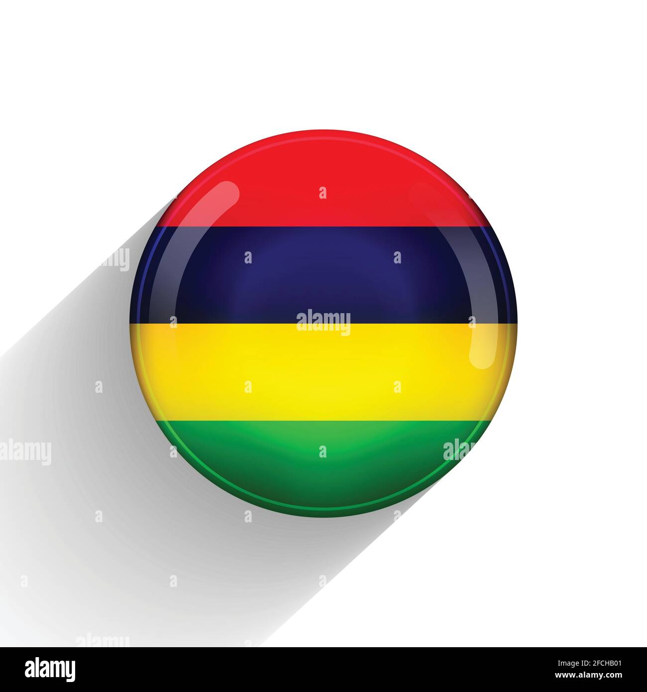 Glass Light Ball With Flag Of Mauritius Round Sphere Template Icon