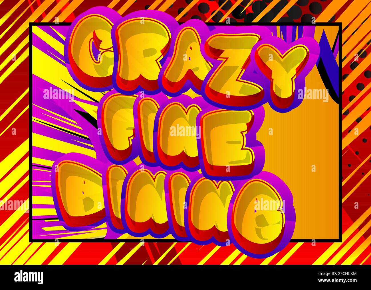 Crazy Fine Dinig - Comic book style text. Restaurant event related words,  quote on colorful background. Poster, banner, template. Cartoon vector  illus Stock Vector Image \u0026 Art - Alamy, image size:1300x1018