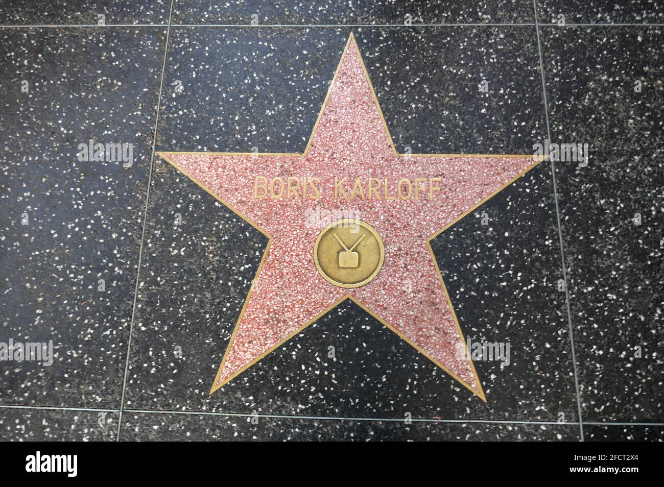 Hollywood, California, USA 17th April 2021 A general view of atmosphere of actor Boris Karloff's Star on the Hollywood Walk of Fame on April 17, 2021 in Hollywood, California, USA. Photo by Barry King/Alamy Stock Photo Stock Photo
