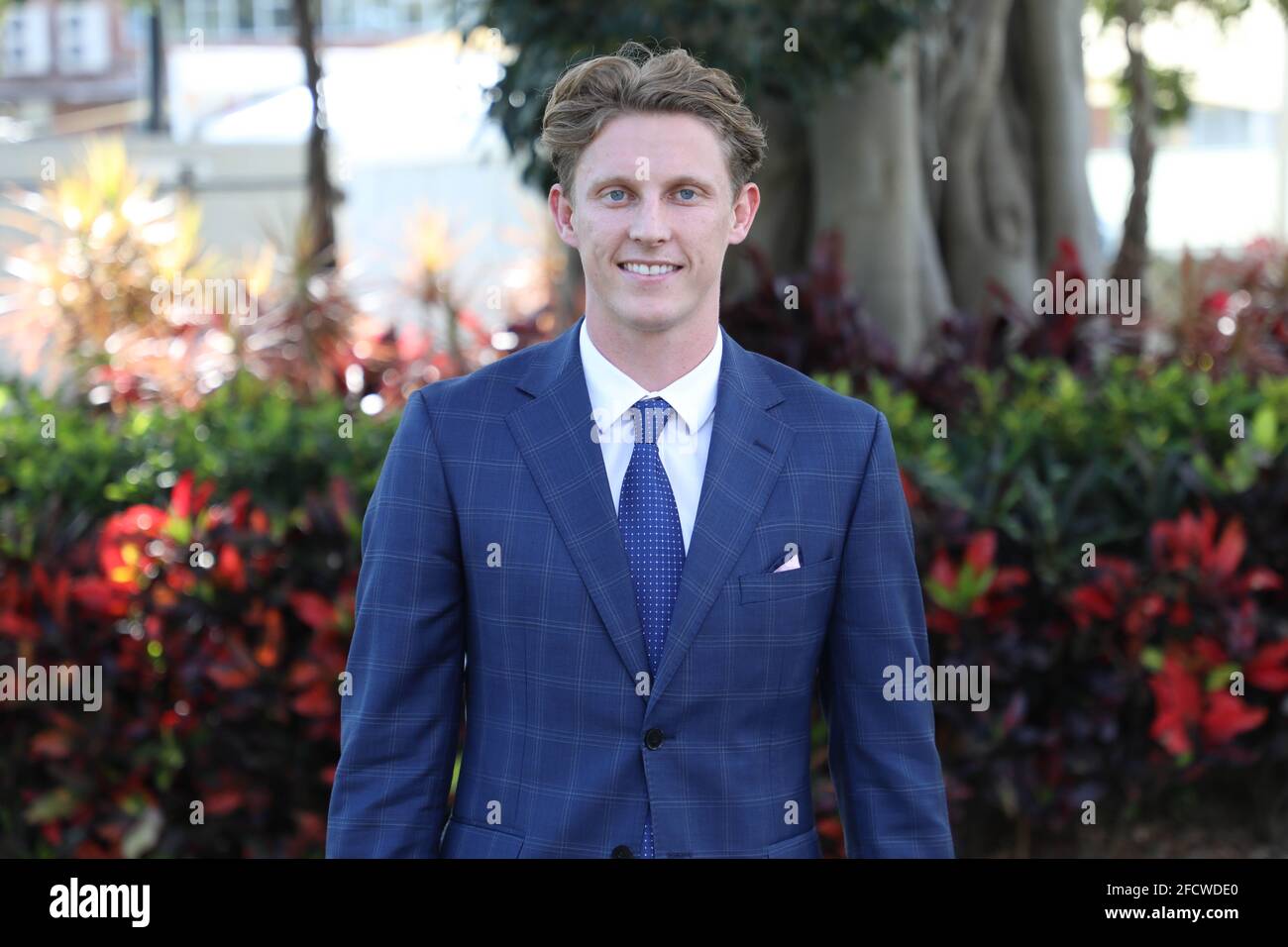 Sydney, Australia. 24th April 2021. Lachie Whitfield, GWS Giants AFL Player attends the final event of the Sydney Autumn Racing Carnival - Schweppes All Aged Stakes Day at Royal Randwick racecourse. Credit: Richard Milnes/Alamy Live News Stock Photo