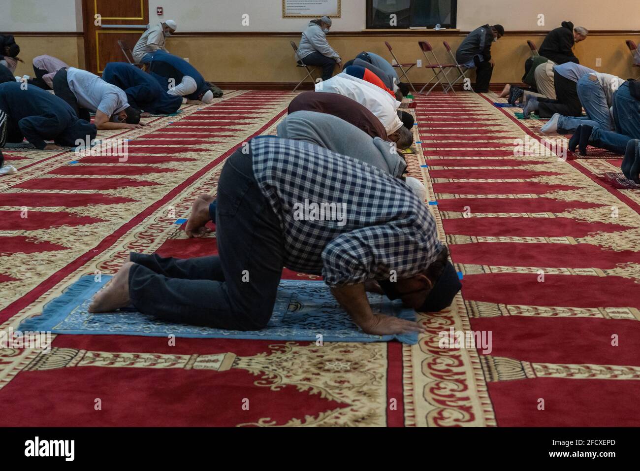 NEW YORK, NY APRIL 23 Muslims worshiper attend Friday Maghrib