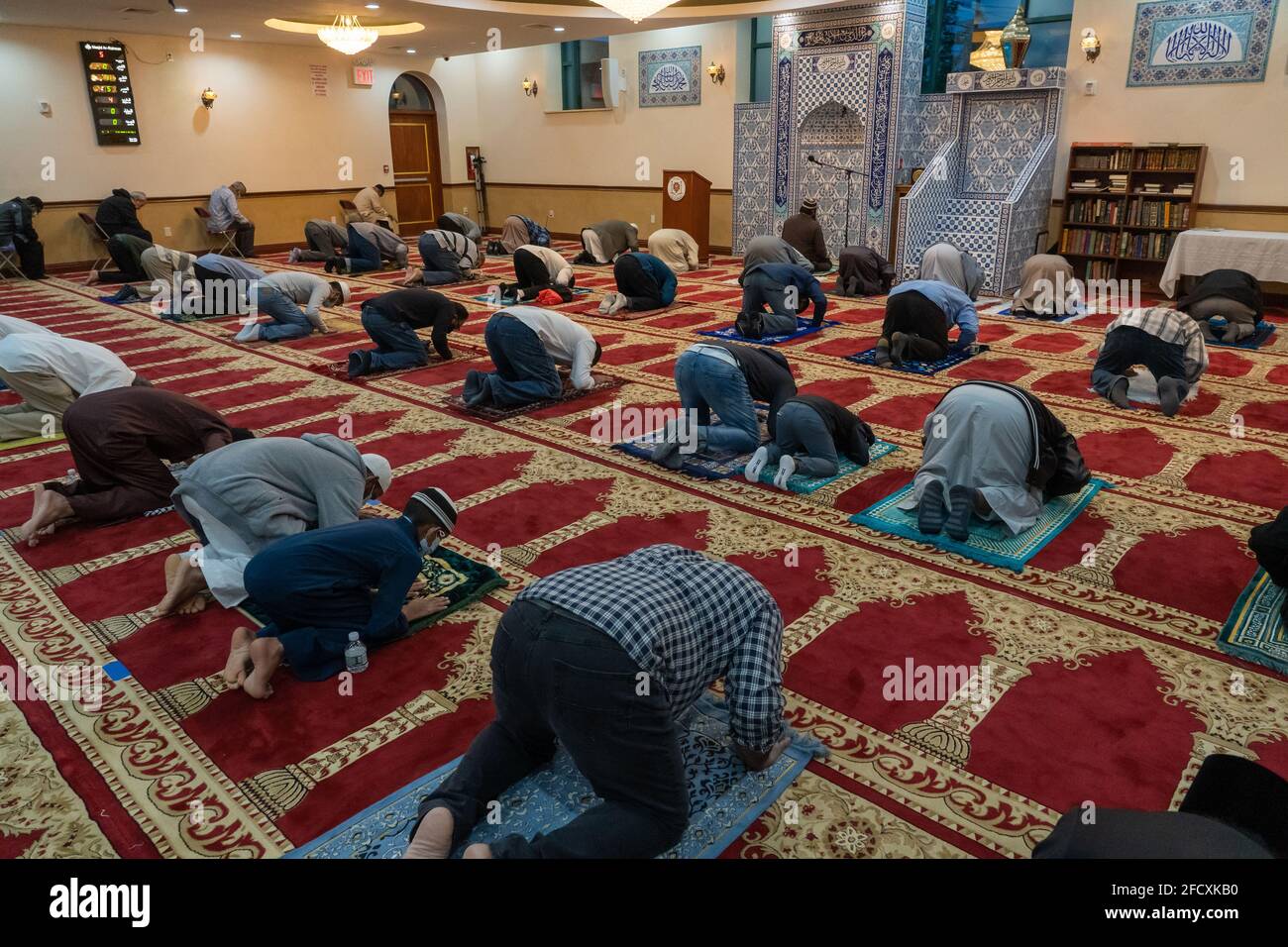 NEW YORK, NY APRIL 23 Muslims worshiper attend Friday Maghrib