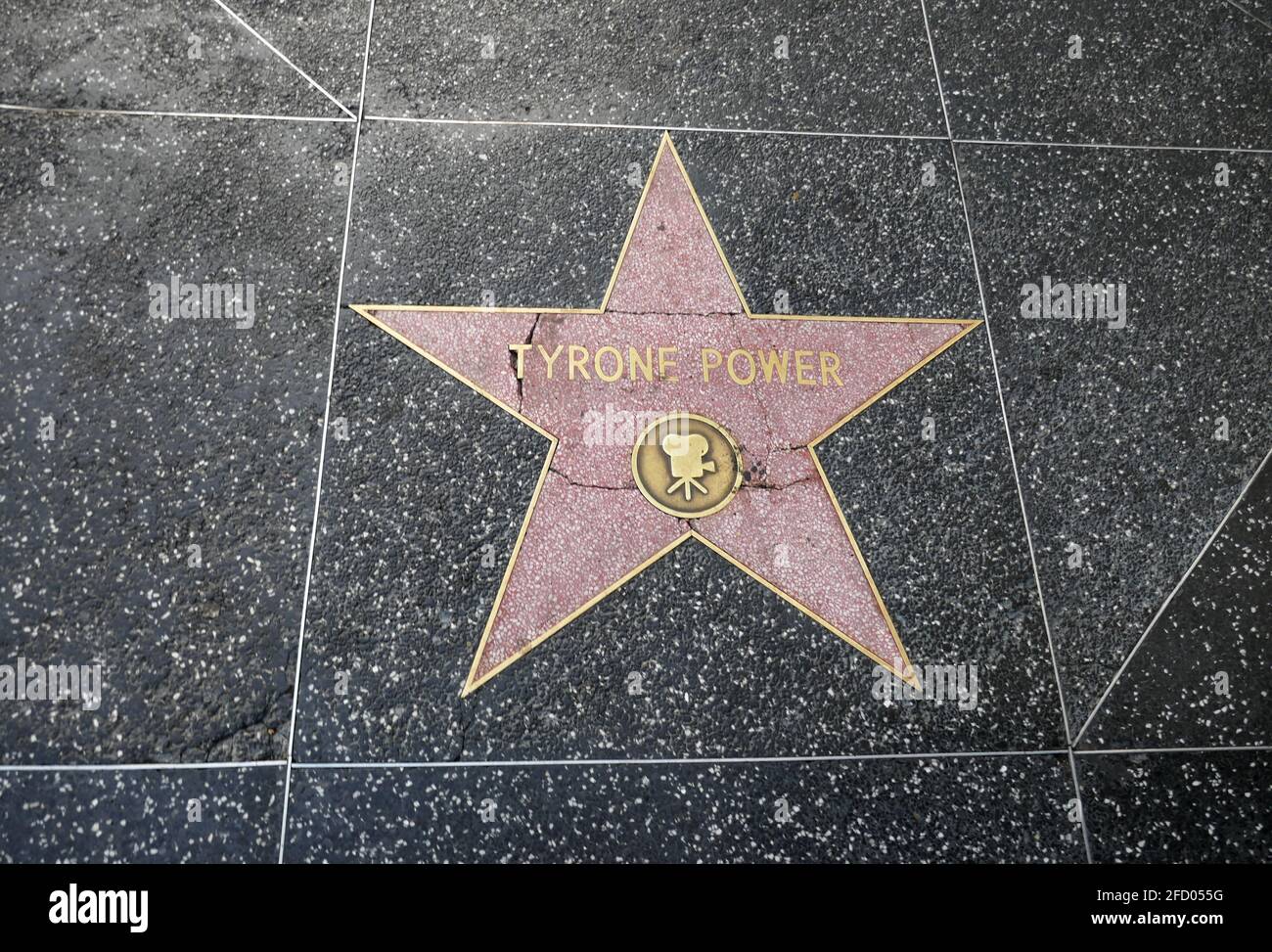 Hollywood, California, USA 17th April 2021 A general view of atmosphere of actor Tyrone Power's Star on the Hollywood Walk of Fame on April 17, 2021 in Hollywood, California, USA. Photo by Barry King/Alamy Stock Photo Stock Photo