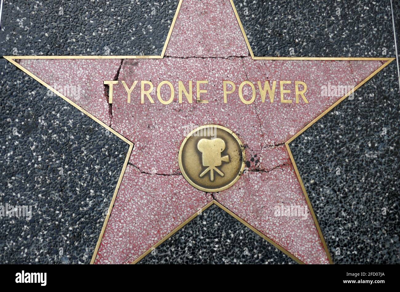 Hollywood, California, USA 17th April 2021 A general view of atmosphere of actor Tyrone Power's Star on the Hollywood Walk of Fame on April 17, 2021 in Hollywood, California, USA. Photo by Barry King/Alamy Stock Photo Stock Photo